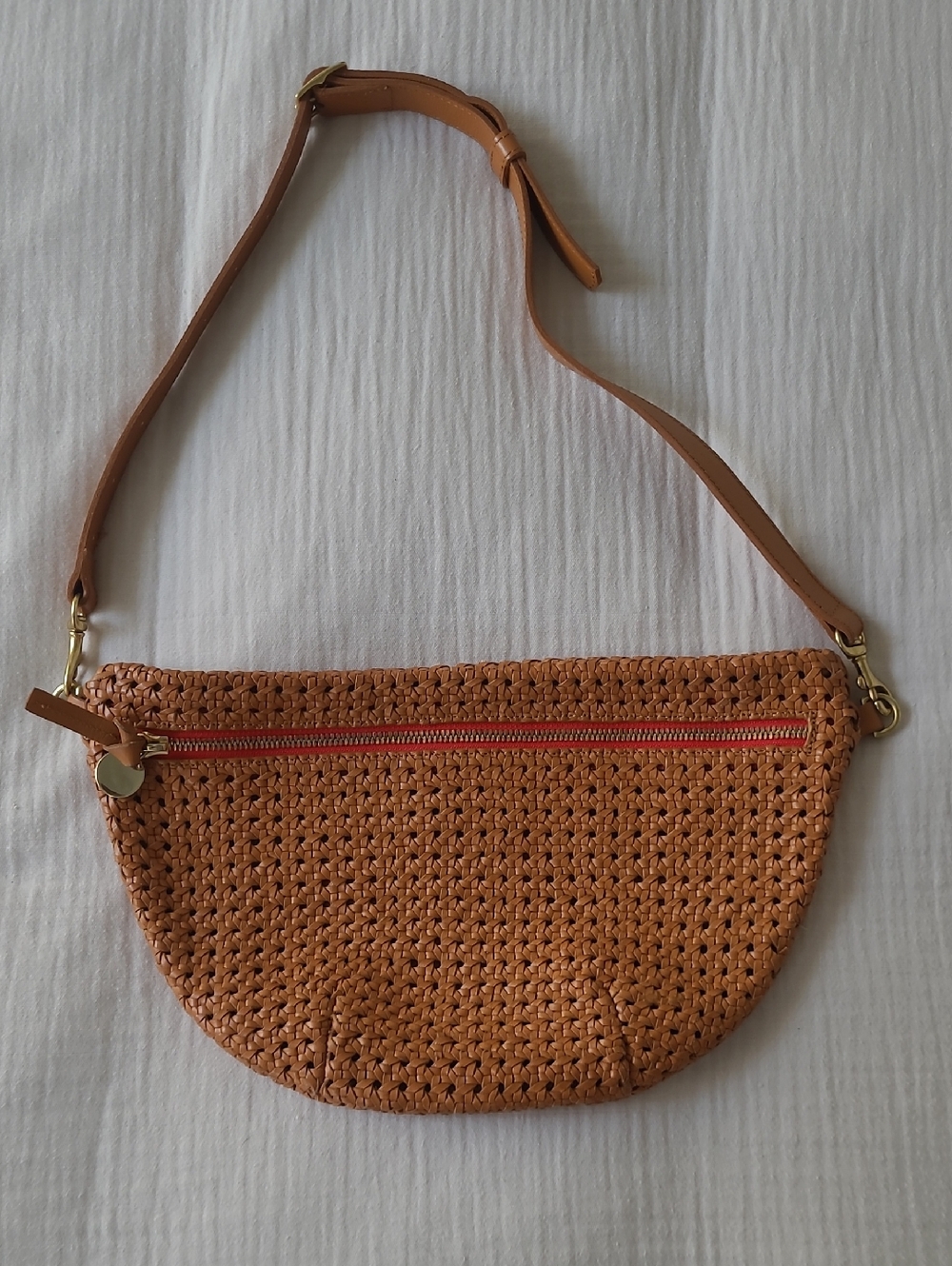 Clare V Woven Crossbody Bag in Tan with Gold Hardware